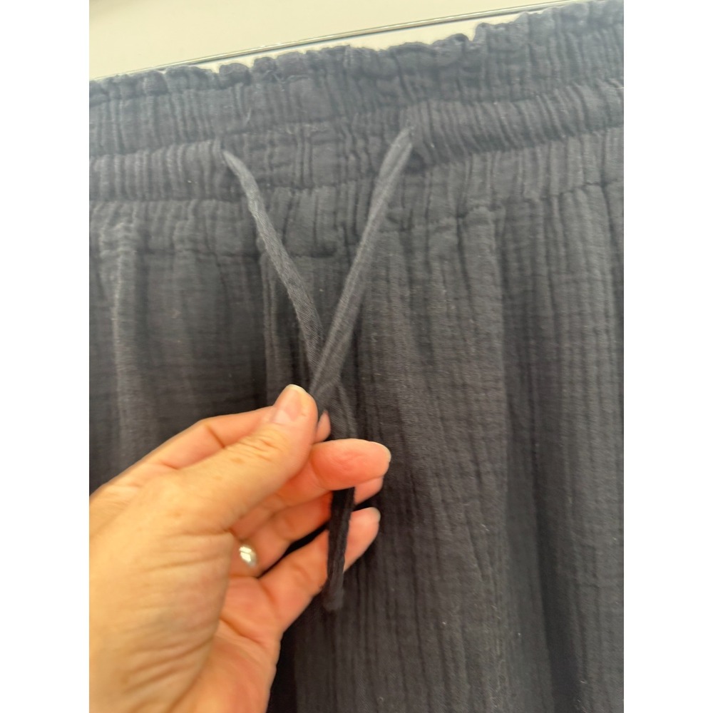 Cynthia Rowley Black Cotton Gauze Beach Pant 1X Pockets Elastic Waist Breathable - Picture 7 of 14